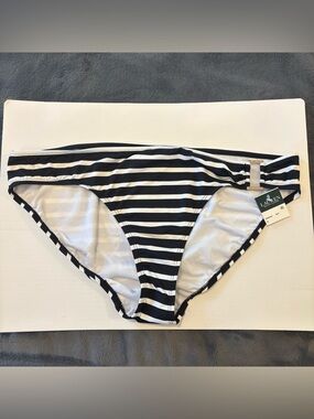 Lauren Ralph Lauren Bikini Bottom Women Size 16 Black White Striped Classic Swim